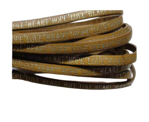 Real Flat Leather-5MM-Hope Love Heart style-shiny words bone
