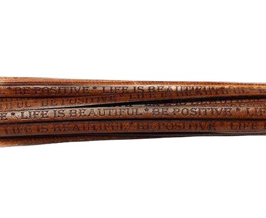 Real Flat Leather-5MM-Life is Beautiful-BROWN