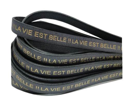 Real Flat Leather-LA VIE EST BELLE-Grey with Gold