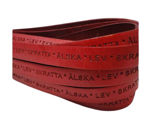 Real Flat Leather-LEV  SKRATTA  ÄLSKA-10mm- red
