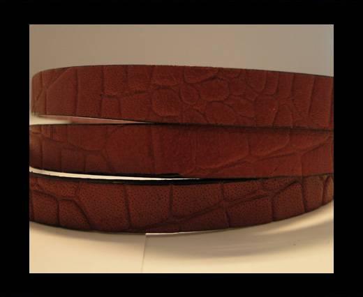 Real Leather Croco Print - Brick Red-10mm