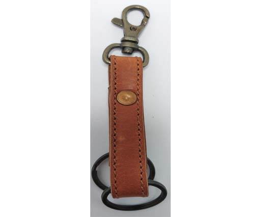 KeyChain-Plain-style1- DOUBLE -  RED BROWN