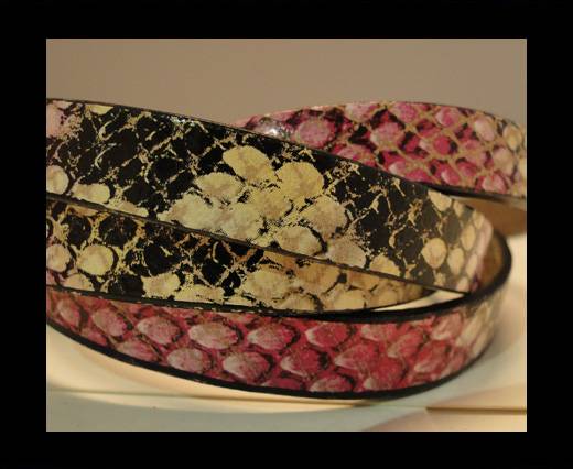 Real Leather Snake Style - Pink and Brown-10mm