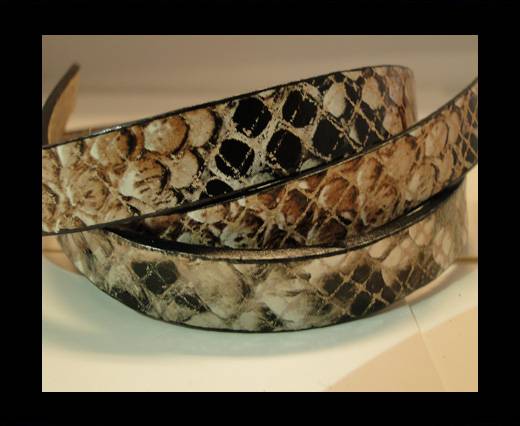 Real Leather Snake Style - Brown and Black-10mm