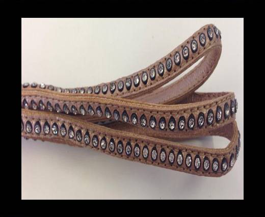 Real Nappa Flat Leather with swarovski crystals-6mm-Rose Gold