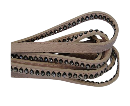 Real Nappa Flat Leather with swarovski crystals - 6mm - pastel p