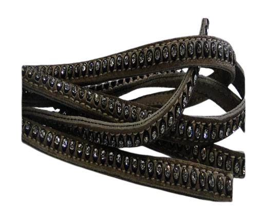 Real Nappa Flat Leather with swarovski crystals - 6mm - medium t