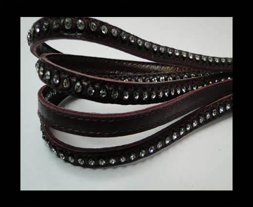 Real Nappa Flat Leather with swarovski crystals - 6mm - Wine Red
