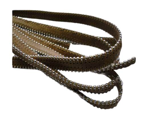 Real Nappa Flat Leather with steel balls chains-10mm-Medium Brow
