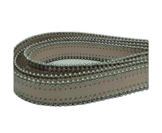 Real Nappa Flat Leather with steel balls chains - 10mm - pastel