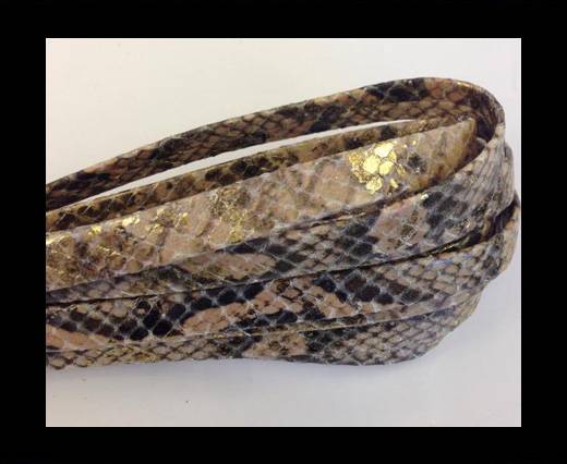 Real Nappa Leather Flat- snake style-Vintage Gold-10mm