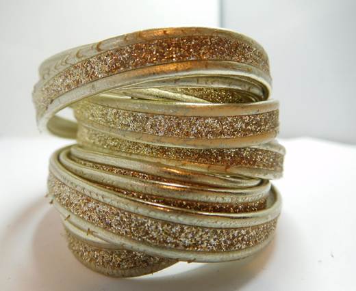 Real Nappa leather- Flat gold with glitter (7mm)- 10mm