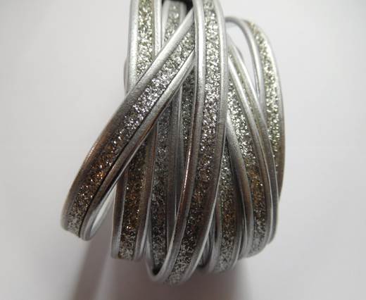 Real Nappa leather- Flat silver with glitter (7mm)- 10mm