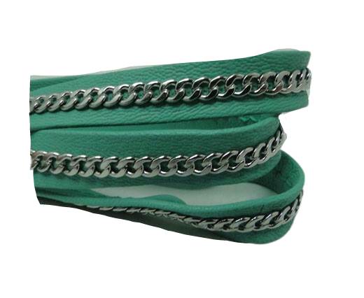Real Nappa Leather Chain Stitched-10mm-Single-Acquamarine