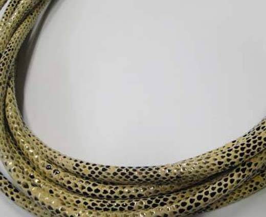 Real Nappa Leather Cords Round-Snake Skin cream-6mm