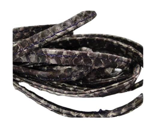 Real nappa leather stitched - 5mm - Snake Style - Purple