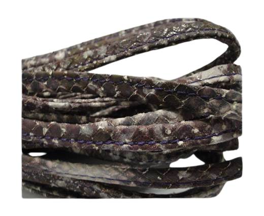 Real nappa leather stitched - 5mm - Snake Style - Purple Silver