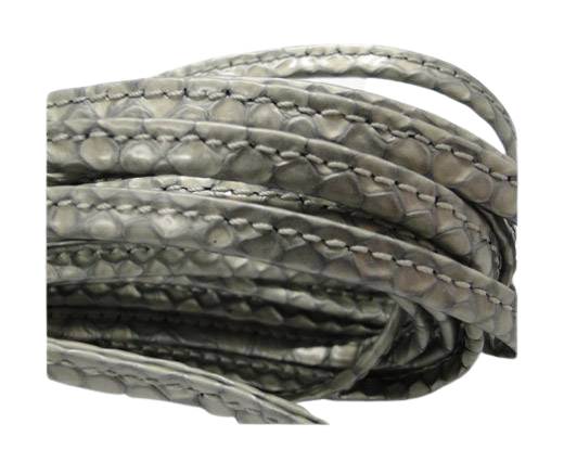 Real nappa leather stitched - 5mm - Snake Style - Silver