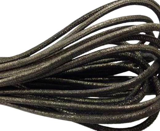 Round stitched nappa leather cord 4mm-Multidot Black Silver
