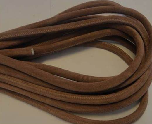 Round stitched nappa leather cord Light Brown-4mm