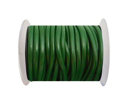 Round Leather Cord - Olive Green - 4mm