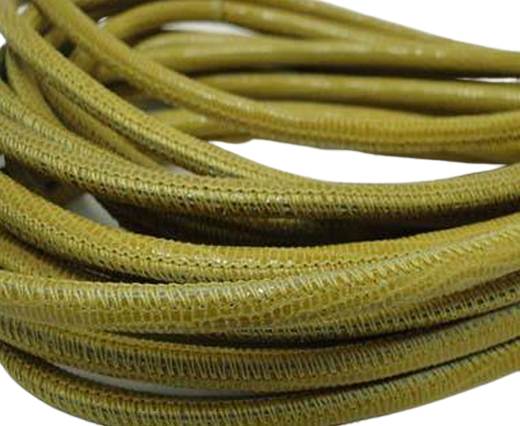 Real Round Nappa Leather cords-Lizard Prints-Yellow Lizard- 4mm