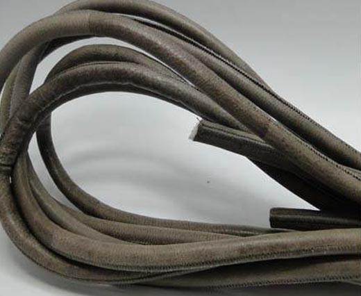 Round stitched nappa leather cord Taupe - 8mm