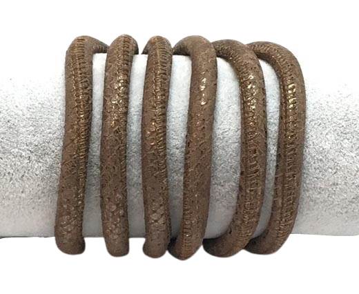 Real Round Nappa Leather cords 6mm- Lizard Prints - bronce