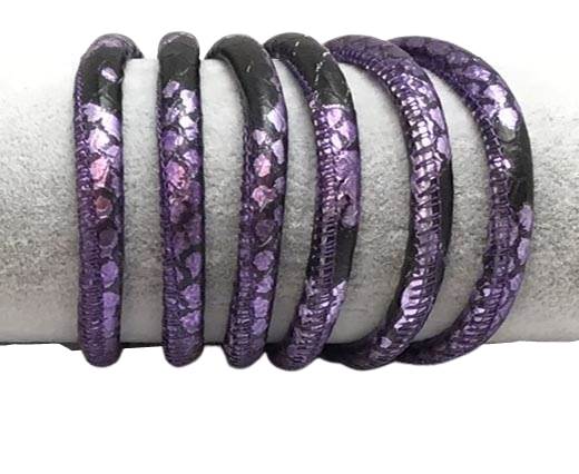 Real Round Nappa Leather cords 6mm- Snake style-purple-black