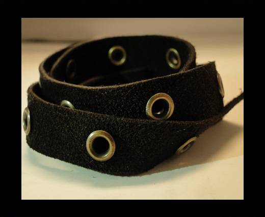 Real Suede Leather with Rivet -Dark Brown-10mm