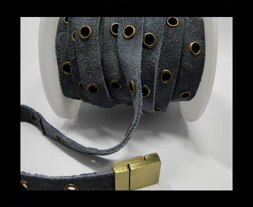 Real Suede Leather with Rivet -Grey -10mm