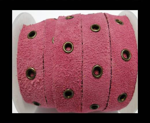 Real Suede Leather with Rivet -Pink -10mm