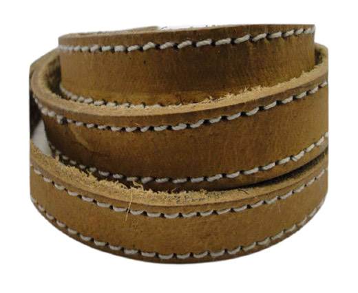 Real Vegetable Tanned Leather with stitch -14mm-SE-VT-Natural