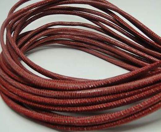 Round stitched nappa leather cord Lizard Prints-Red Lizard- 2.5mm