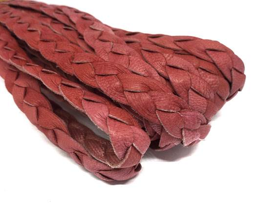 Braided Leather Flat - Single- 12mm - Red