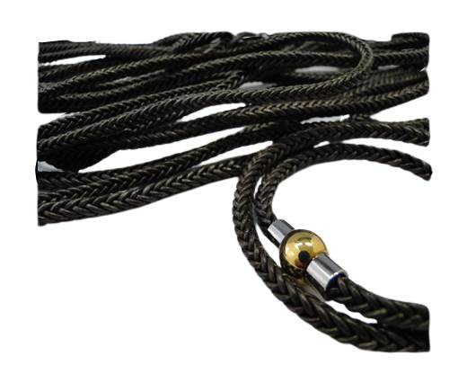 Round braided leather cord Ø6,0mm - black+red, 8,49 €