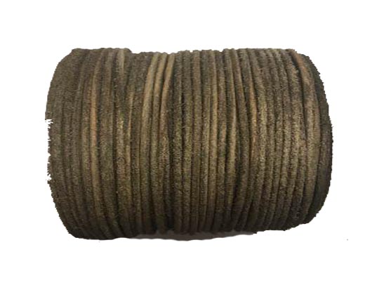 Round Hairy Leather -2mm-Vintage brown