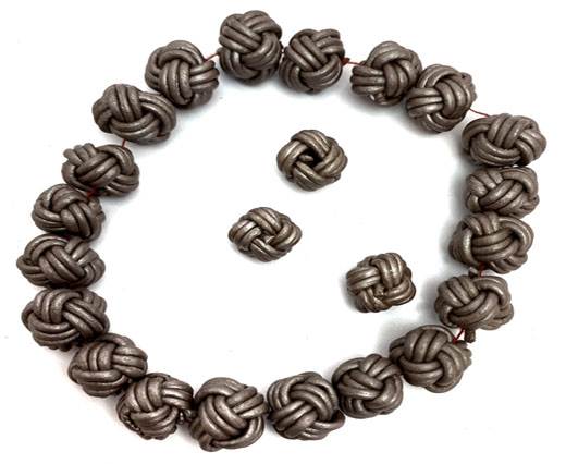 Leather Beads -12mm-Metalic Taupe