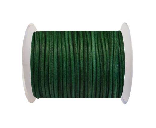 Round Leather Cord -Vintage Fern green- 3mm