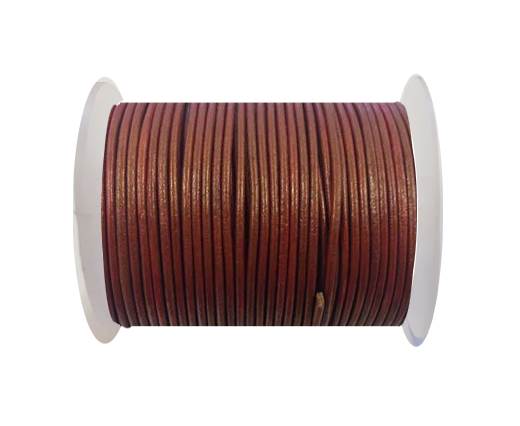 Round leather cord-2mm-Metallic Red