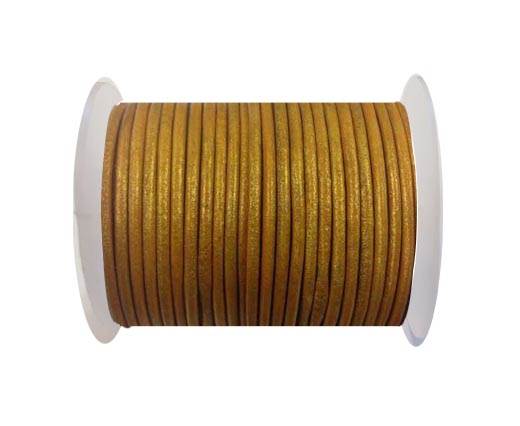 Round leather cord-3mm-metallic gold