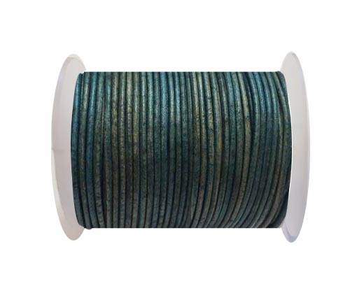 Round Leather Cord Vintage Light Blue - 2mm