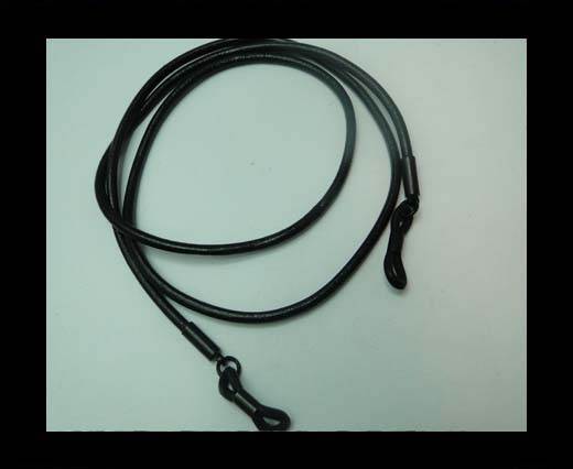 Round Leather Glass Hangers - 3mm -BLACK