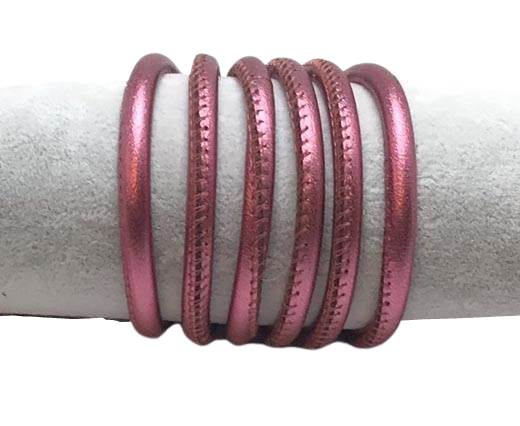 Round stitched nappa leather cord-6mm-Fushia