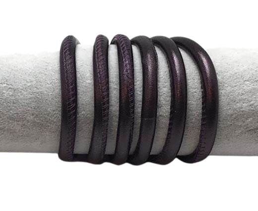 Round stitched nappa leather cord-6mm-Metalic Purple