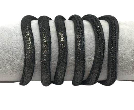 Round stitched nappa leather cord-6mm-Multidot Black