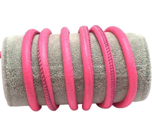 Round stitched nappa leather cord-6mm-Neón Pink
