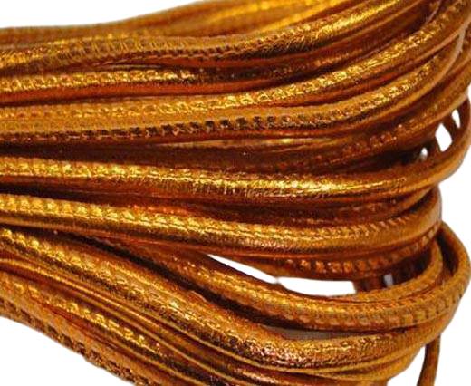 Round stitched nappa leather cord 2,5mm-Metallic orange
