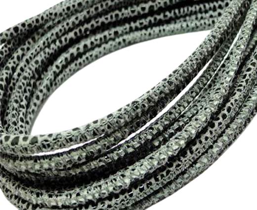 Round stitched nappa leather cord 2.5mm Raza Grey Paill Black