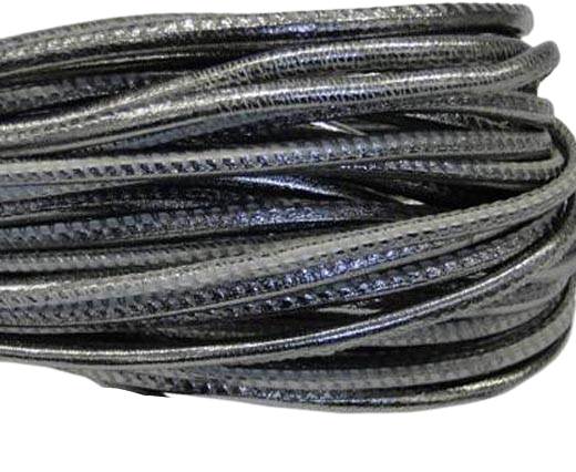 Round stitched nappa leather cord 2,5mm-Dark silver